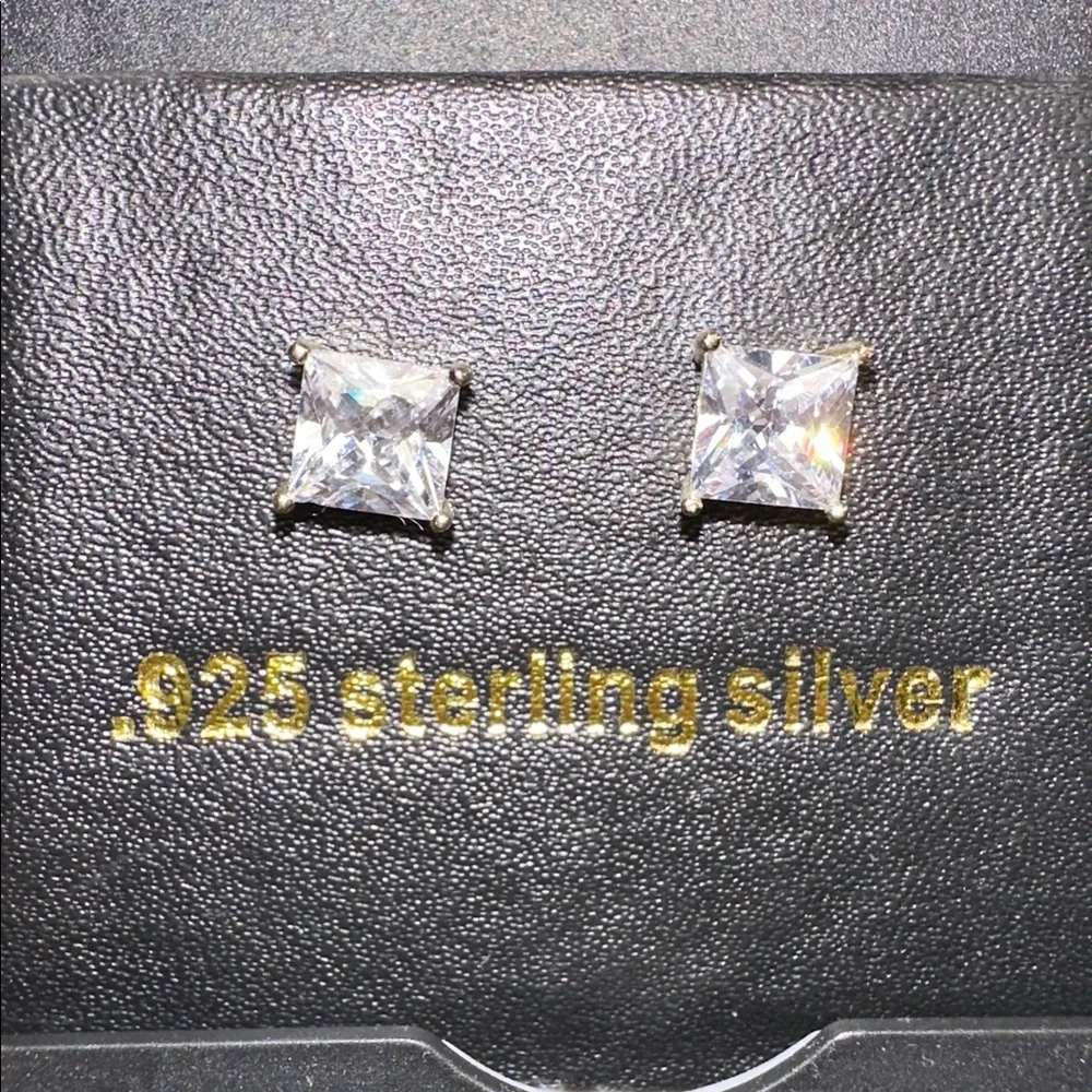 King Ice Princess Cut .925 Silver Earrings